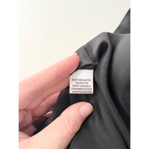 St. John Womens Black Sleeveless Evening Sparkle Silk Wool Cocktail Dress Size 6 - Picture 7 of 8